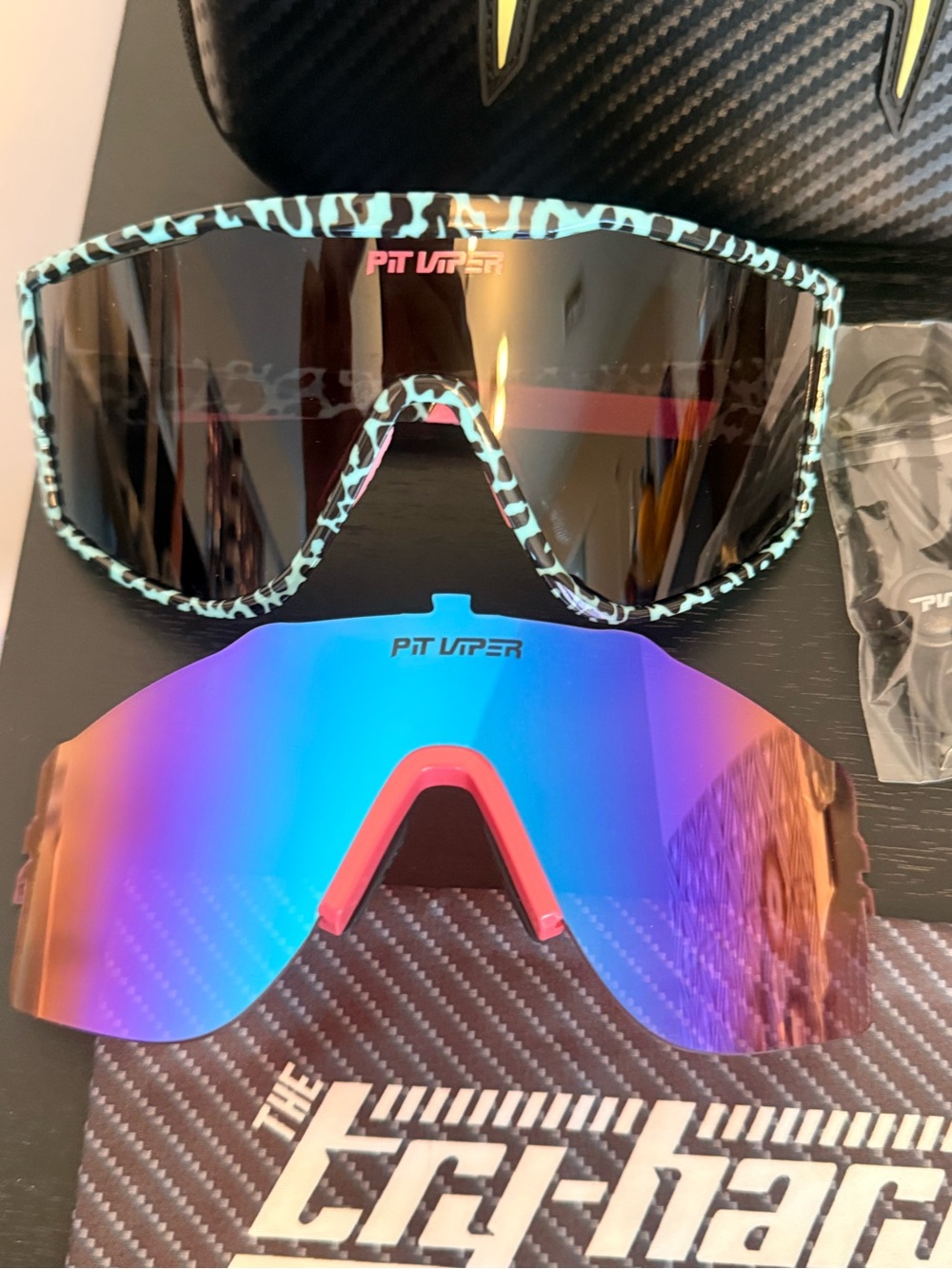 The Try-Hard by Pit Viper Performance Sunglasses Blue Animal Print Unisex Mirror - Picture 2 of 10